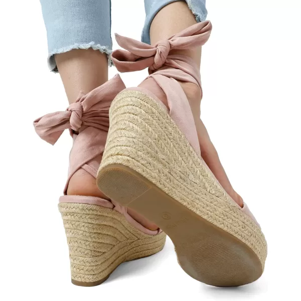 imageDREAM PAIRS Womens Open Toe Espadrilles Wedges Tie Lace Up Cute Ankle Strap Platform Sandals Dressy ShoesPink