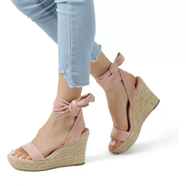 imageDREAM PAIRS Womens Open Toe Espadrilles Wedges Tie Lace Up Cute Ankle Strap Platform Sandals Dressy ShoesPink
