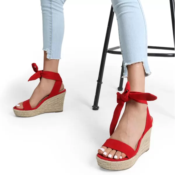 imageDREAM PAIRS Womens Open Toe Espadrilles Wedges Tie Lace Up Cute Ankle Strap Platform Sandals Dressy ShoesRed