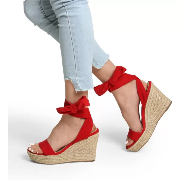 imageDREAM PAIRS Womens Open Toe Espadrilles Wedges Tie Lace Up Cute Ankle Strap Platform Sandals Dressy ShoesRed