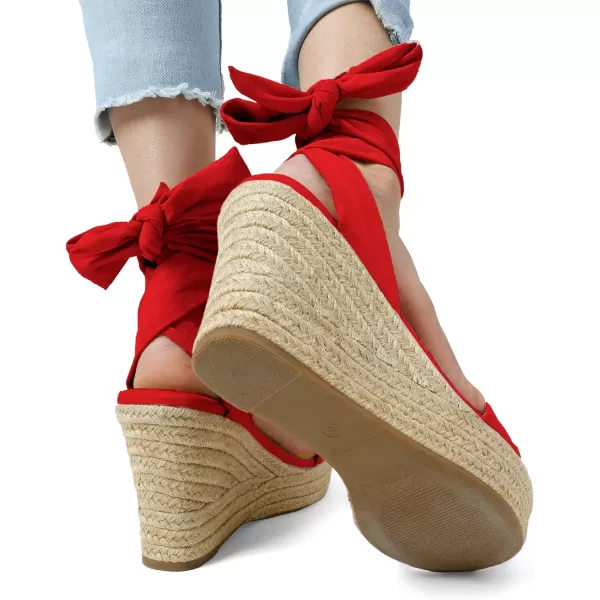 imageDREAM PAIRS Womens Open Toe Espadrilles Wedges Tie Lace Up Cute Ankle Strap Platform Sandals Dressy ShoesRed