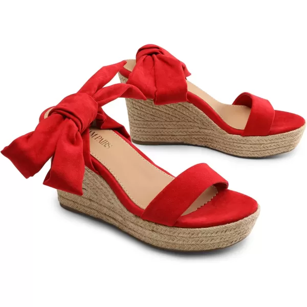 imageDREAM PAIRS Womens Open Toe Espadrilles Wedges Tie Lace Up Cute Ankle Strap Platform Sandals Dressy ShoesRed