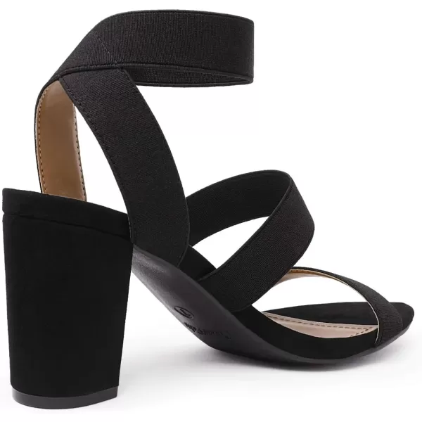 imageDREAM PAIRS Womens Open Toe High Chunky Elastic Strap Dress Heel SandalsBlack