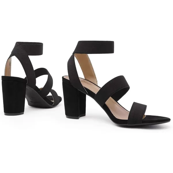imageDREAM PAIRS Womens Open Toe High Chunky Elastic Strap Dress Heel SandalsBlack