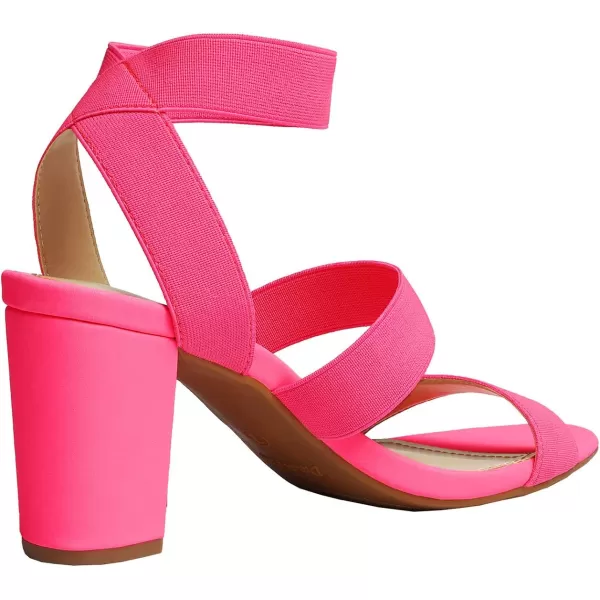 imageDREAM PAIRS Womens Open Toe High Chunky Elastic Strap Dress Heel SandalsNeonPink