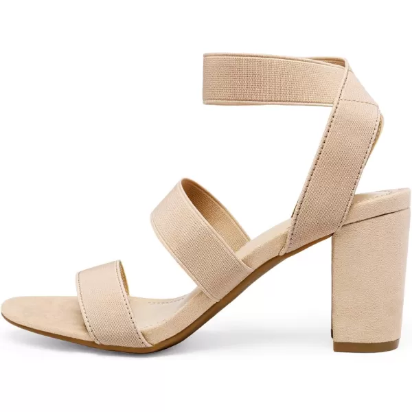 imageDREAM PAIRS Womens Open Toe High Chunky Elastic Strap Dress Heel SandalsNude