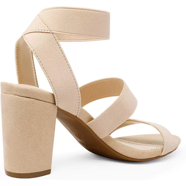 imageDREAM PAIRS Womens Open Toe High Chunky Elastic Strap Dress Heel SandalsNude