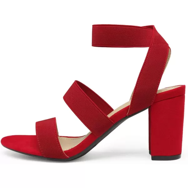 imageDREAM PAIRS Womens Open Toe High Chunky Elastic Strap Dress Heel SandalsRed