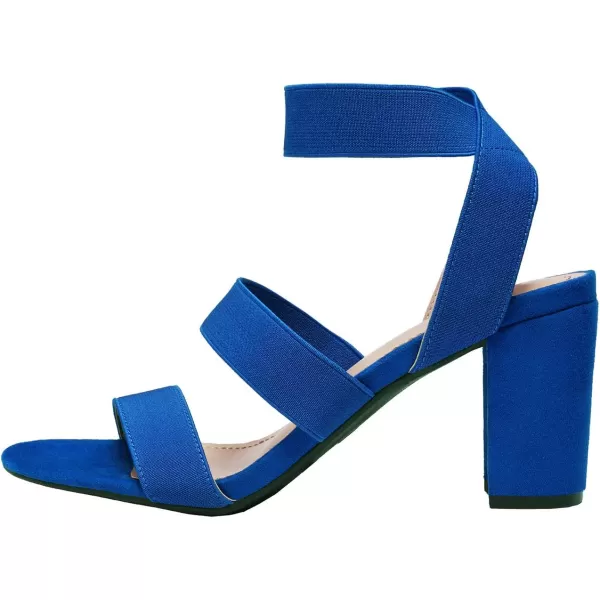 imageDREAM PAIRS Womens Open Toe High Chunky Elastic Strap Dress Heel SandalsRoyalBlue