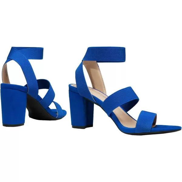 imageDREAM PAIRS Womens Open Toe High Chunky Elastic Strap Dress Heel SandalsRoyalBlue