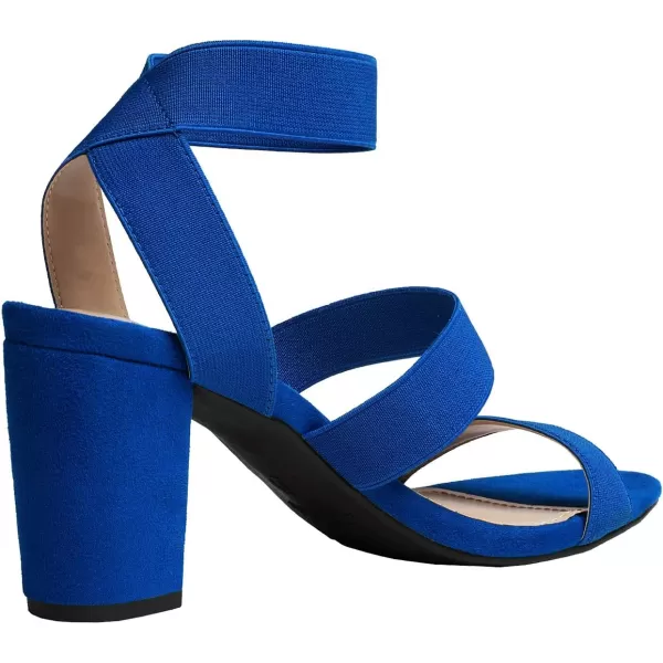 imageDREAM PAIRS Womens Open Toe High Chunky Elastic Strap Dress Heel SandalsRoyalBlue