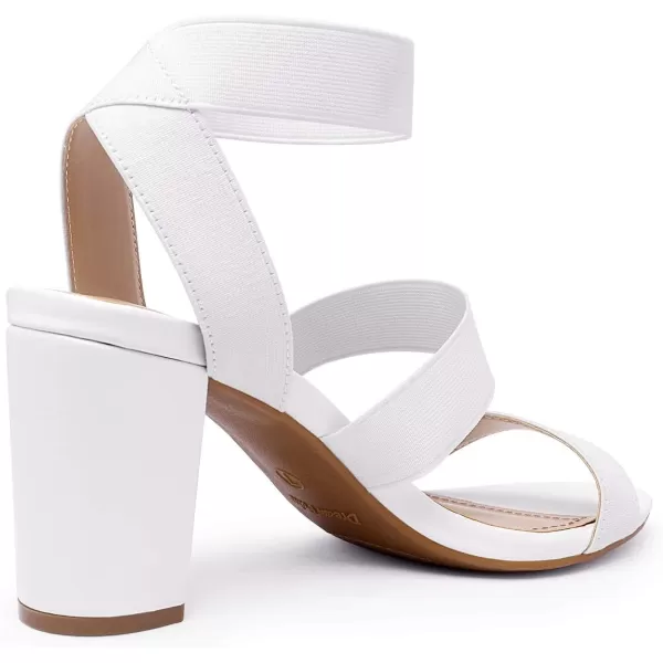 imageDREAM PAIRS Womens Open Toe High Chunky Elastic Strap Dress Heel SandalsWhite