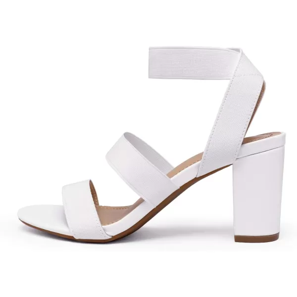 imageDREAM PAIRS Womens Open Toe High Chunky Elastic Strap Dress Heel SandalsWhite