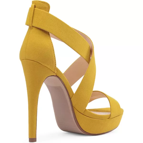 imageDREAM PAIRS Womens Open Toe High Stilettos Platform Party Pump Heel Sandals CharlotteCmustardYellowSuede