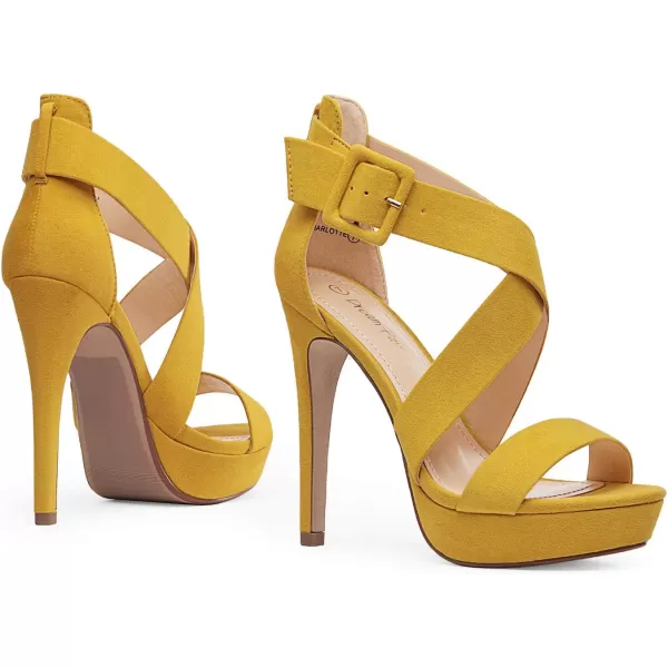 imageDREAM PAIRS Womens Open Toe High Stilettos Platform Party Pump Heel Sandals CharlotteCmustardYellowSuede