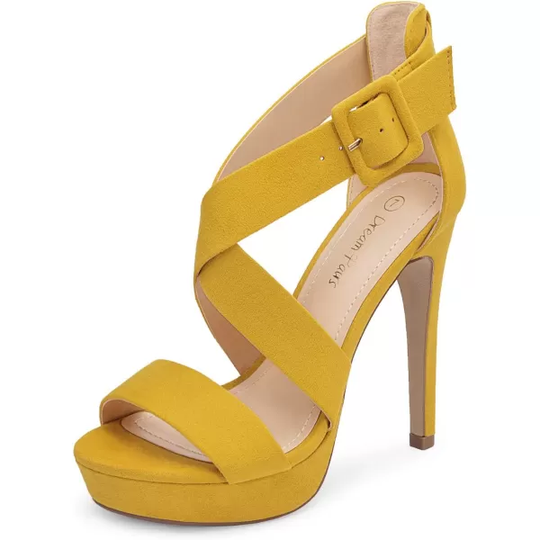 imageDREAM PAIRS Womens Open Toe High Stilettos Platform Party Pump Heel Sandals CharlotteCmustardYellowSuede