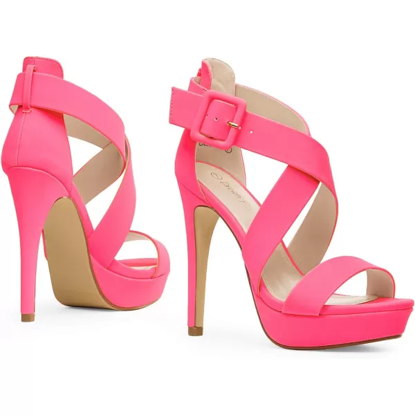 imageDREAM PAIRS Womens Open Toe High Stilettos Platform Party Pump Heel Sandals CharlotteCneonPinkNubuck