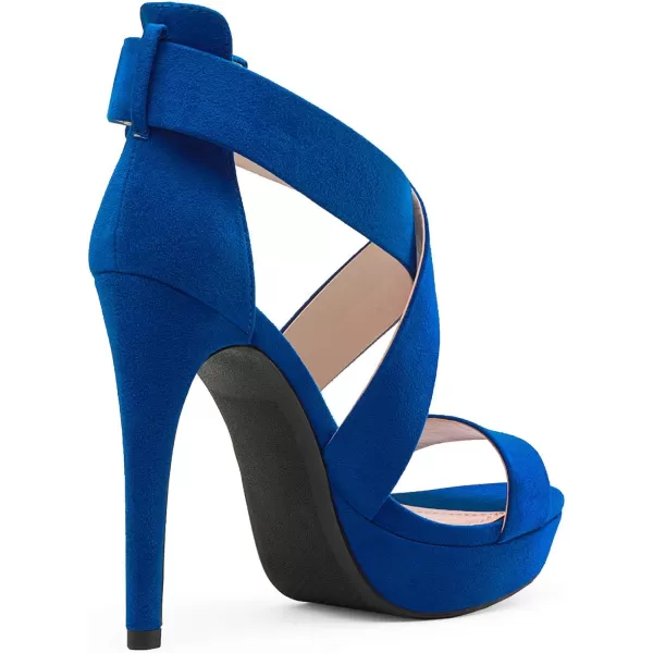 imageDREAM PAIRS Womens Open Toe High Stilettos Platform Party Pump Heel Sandals CharlotteCroyalBlueSuede