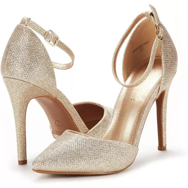 imageDREAM PAIRS Womens OppointedLacey Pump ShoeGold Glitter