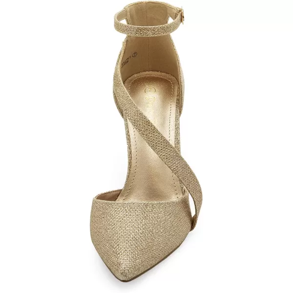 imageDREAM PAIRS Womens OppointedLacey Pump ShoeHollyngoldGlitter