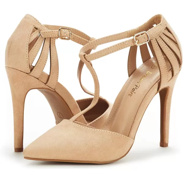 imageDREAM PAIRS Womens OppointedMary Pump ShoeNude Suede