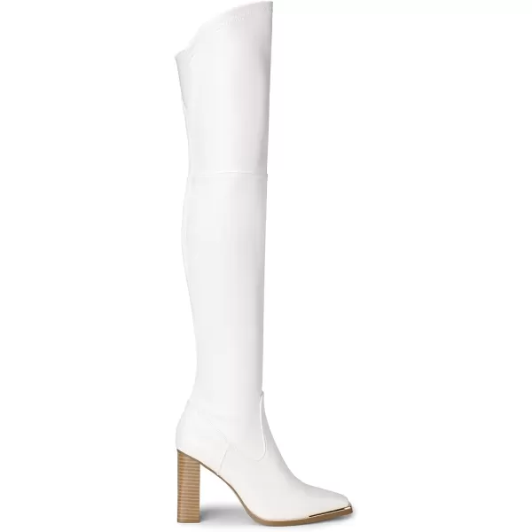 imageDREAM PAIRS Womens Over The Knee Boots Thigh High Square Toe Chunky Block HIgh Heel Long Sexy Fall BootsWhite Pu