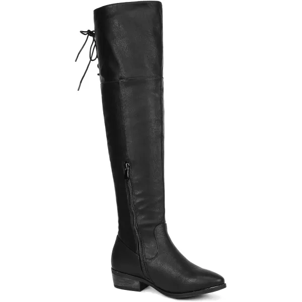 imageDREAM PAIRS Womens Over The Knee High Low Block Heel Riding BootsBlack Pulei