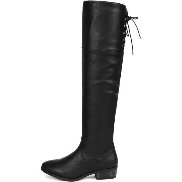 imageDREAM PAIRS Womens Over The Knee High Low Block Heel Riding BootsBlack Pulei
