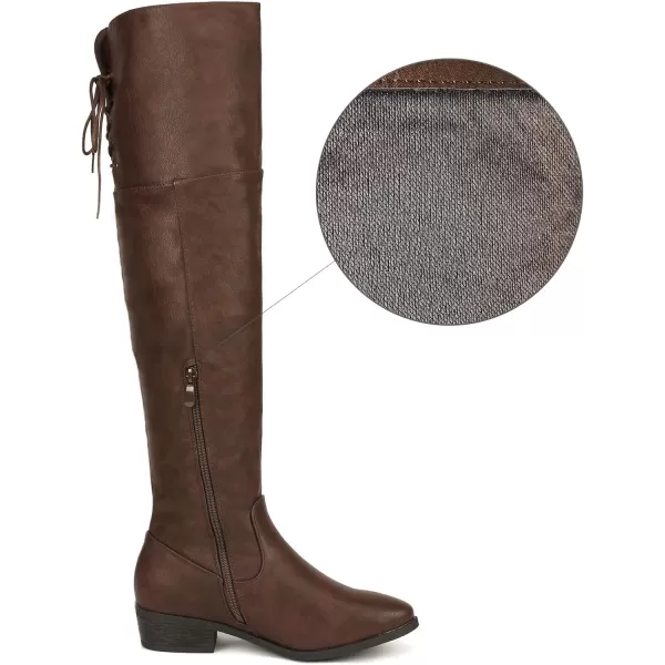 imageDREAM PAIRS Womens Over The Knee High Low Block Heel Riding BootsBrownlei