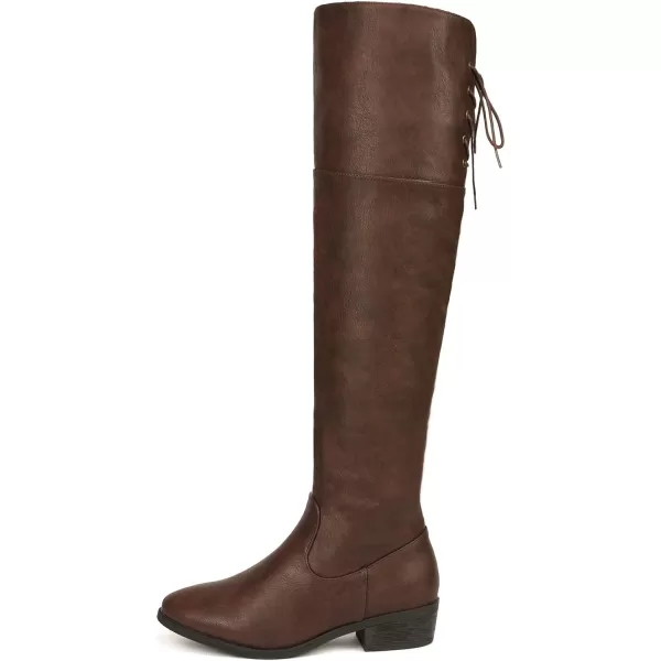 imageDREAM PAIRS Womens Over The Knee High Low Block Heel Riding BootsBrownlei