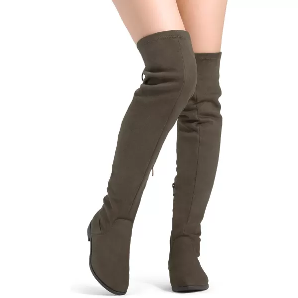imageDREAM PAIRS Womens Over The Knee High Low Block Heel Riding BootsKhaki