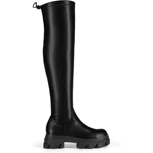 imageDREAM PAIRS Womens Over The Knee Platform Thigh High Boots Long Stretch Soft Chunky Lug Sole Fall BootsBlack Pu