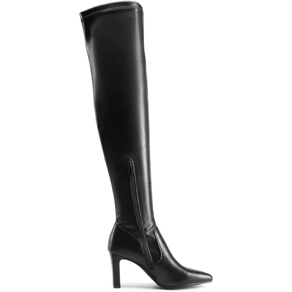 imageDREAM PAIRS Womens Over The Knee Stretch Thigh High Boots Chunky High Heels Pointed Toe Long Fall BootsBlackpu