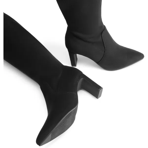 imageDREAM PAIRS Womens Over The Knee Stretch Thigh High Boots Chunky High Heels Pointed Toe Long Fall BootsBlacksuede