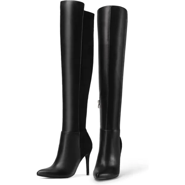 imageDREAM PAIRS Womens Over The Knee Thigh High Boots Long Stretch Pointed Toe Stiletto High Heels Fall Sexy BootsBlack Pu Suede