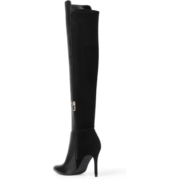 imageDREAM PAIRS Womens Over The Knee Thigh High Boots Long Stretch Pointed Toe Stiletto High Heels Fall Sexy BootsBlack Pu Suede