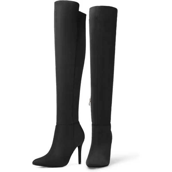 imageDREAM PAIRS Womens Over The Knee Thigh High Boots Long Stretch Pointed Toe Stiletto High Heels Fall Sexy BootsBlack Suede