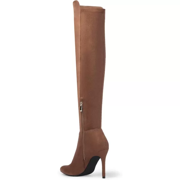 imageDREAM PAIRS Womens Over The Knee Thigh High Boots Long Stretch Pointed Toe Stiletto High Heels Fall Sexy BootsBrown Suede