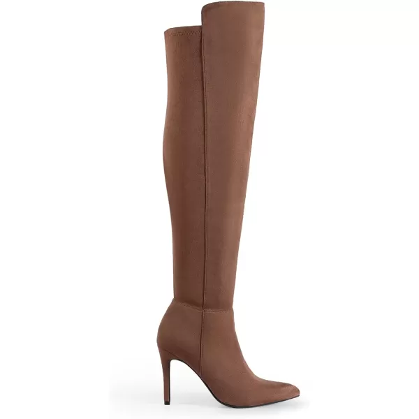imageDREAM PAIRS Womens Over The Knee Thigh High Boots Long Stretch Pointed Toe Stiletto High Heels Fall Sexy BootsBrown Suede