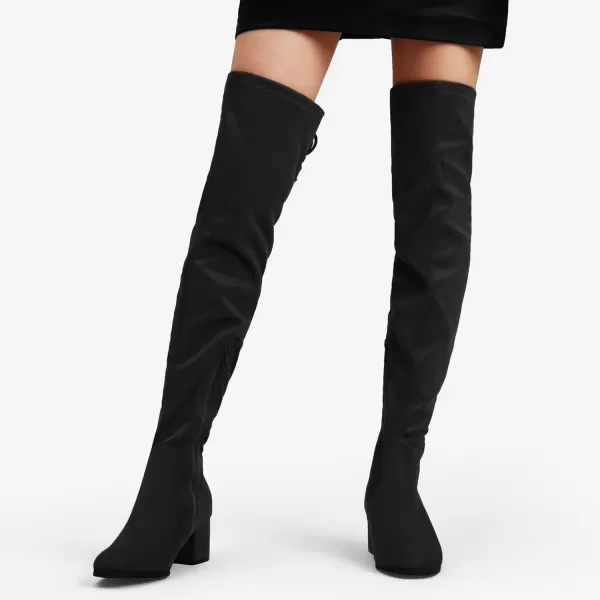 imageDREAM PAIRS Womens Over The Knee Thigh High Chunky Heel Boots Long Stretch Sexy Fall BootsBlack