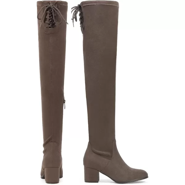 imageDREAM PAIRS Womens Over The Knee Thigh High Chunky Heel Boots Long Stretch Sexy Fall BootsKhakilaurence