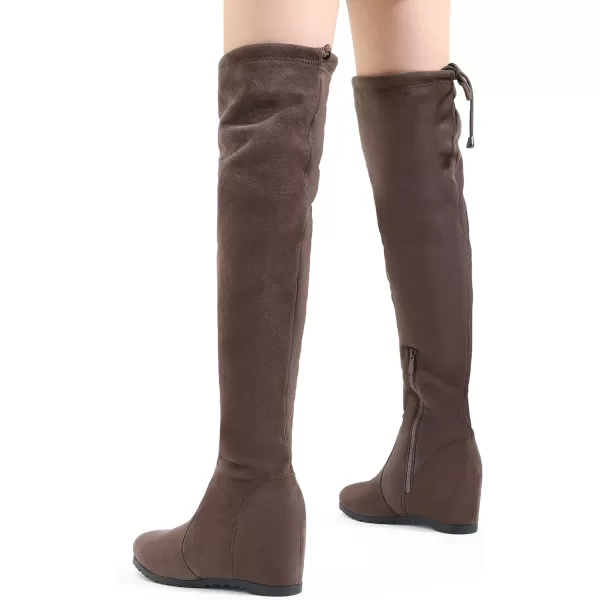 imageDREAM PAIRS Womens Over The Knee Thigh High Wedge Heel BootsBrownleggy