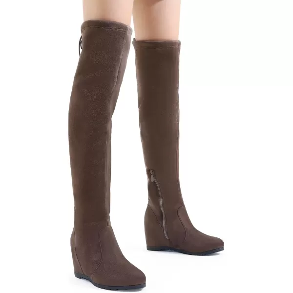imageDREAM PAIRS Womens Over The Knee Thigh High Wedge Heel BootsBrownleggy