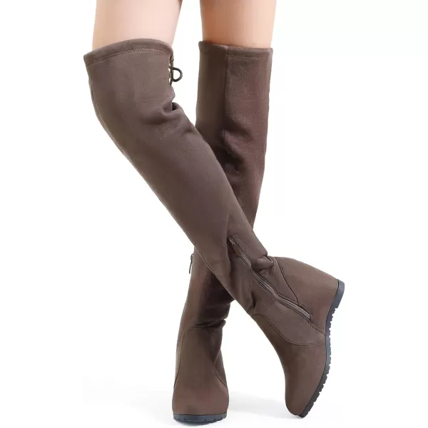 imageDREAM PAIRS Womens Over The Knee Thigh High Wedge Heel BootsBrownleggy