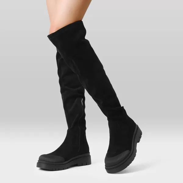 imageDREAM PAIRS Womens Patform Over The Knee Thigh High Boots Stretch Soft Chunky Lug Sole Fall Long BootsDREAM PAIRS Womens Patform Over The Knee Thigh High Boots Stretch Soft Chunky Lug Sole Fall Long Boots