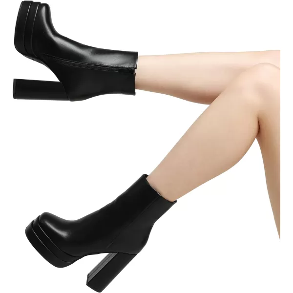 imageDREAM PAIRS Womens Platform Ankle Boot High Chunky Heels Square Toe Comfort Party Dress Booties Shoes for WomenBlack