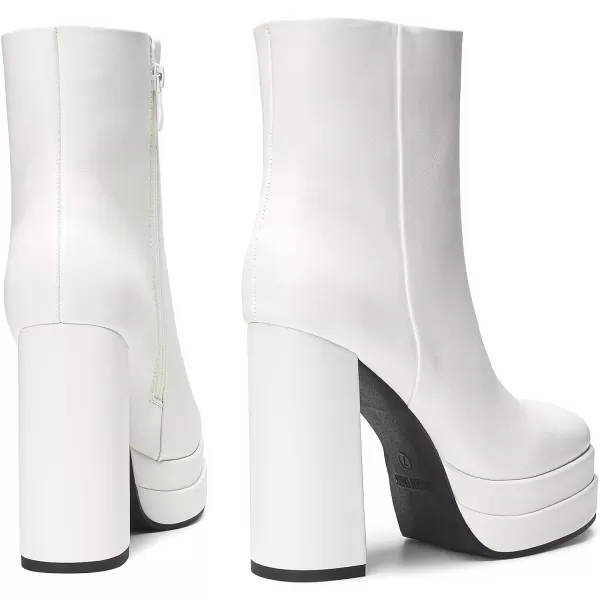 imageDREAM PAIRS Womens Platform Ankle Boot High Chunky Heels Square Toe Comfort Party Dress Booties Shoes for WomenWhite