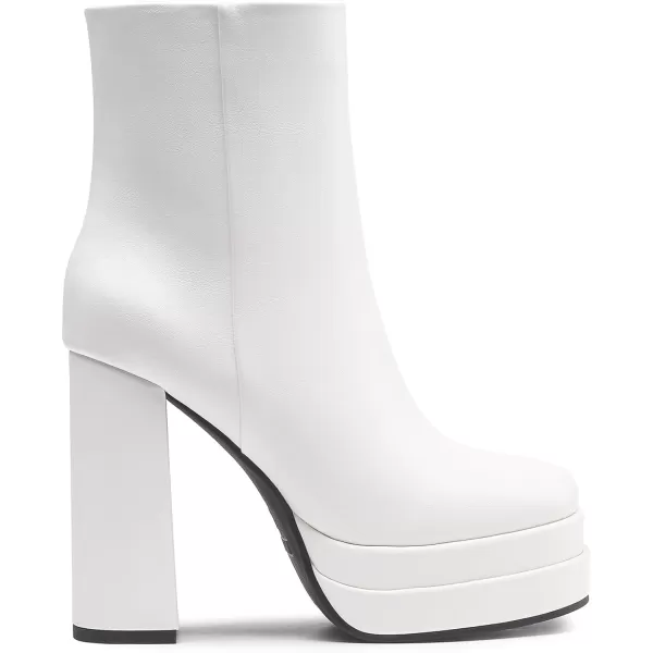 imageDREAM PAIRS Womens Platform Ankle Boot High Chunky Heels Square Toe Comfort Party Dress Booties Shoes for WomenWhite