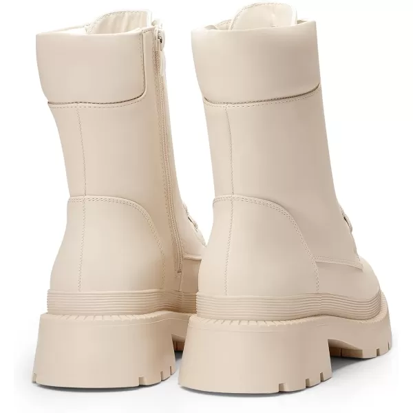 imageDREAM PAIRS Womens Platform Chelsea Combat Boots Lace Up Lug Sole Ankle Booties ShoesBeige White