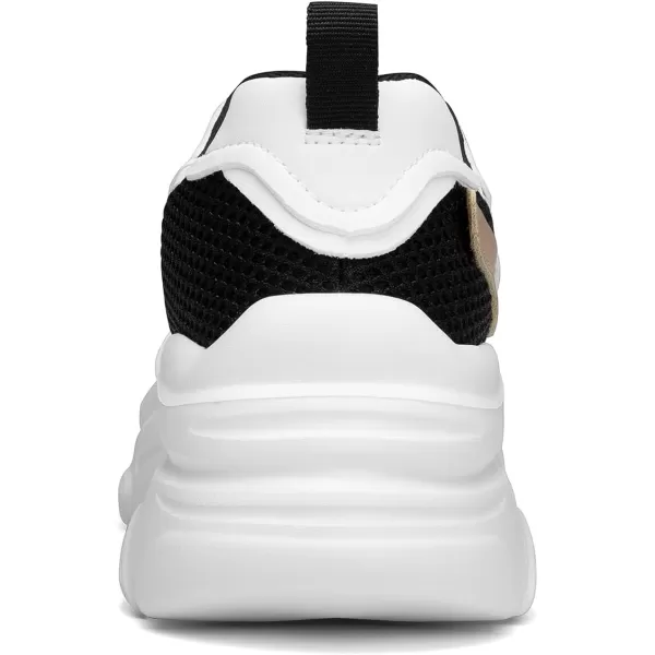 imageDREAM PAIRS Womens Platform Chunky Fashion Sneakers Walking LaceUp Comfortable Dad Sneakers Workout Sport Work Casual Tennis ShoesBlackTan